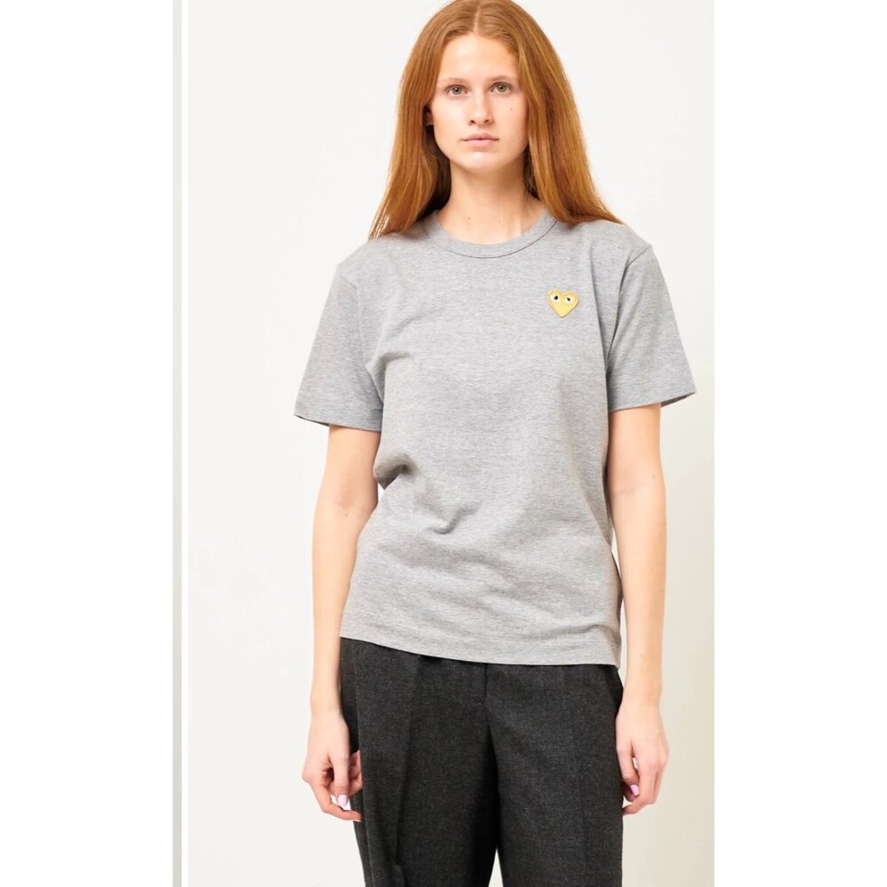 COMME DES GARÇONS PLAY GOLD HEART T-SHIRT GREY size S NEW